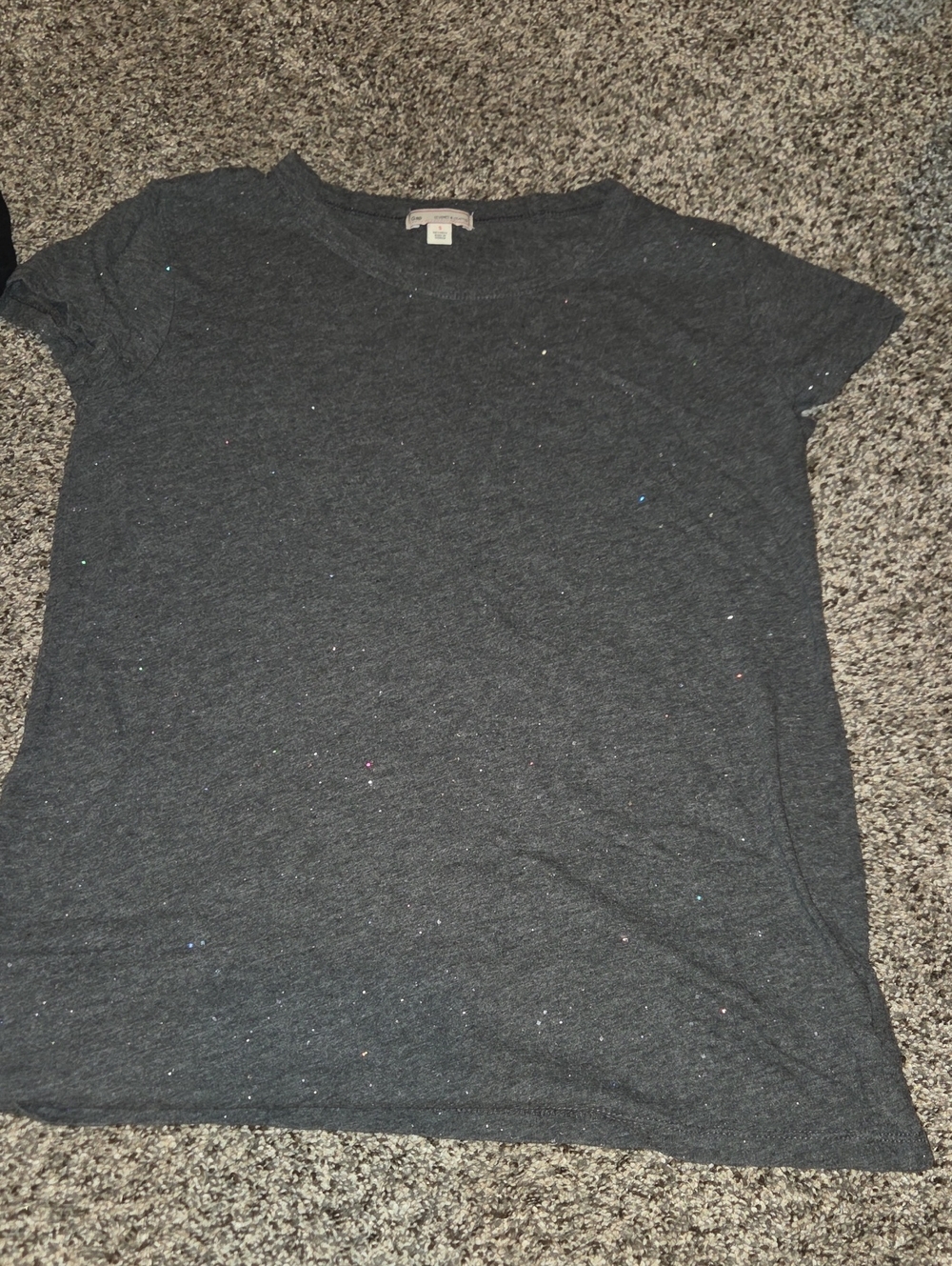 GAP Charcoal Short-Sleeve Tee with Subtle Sparkle